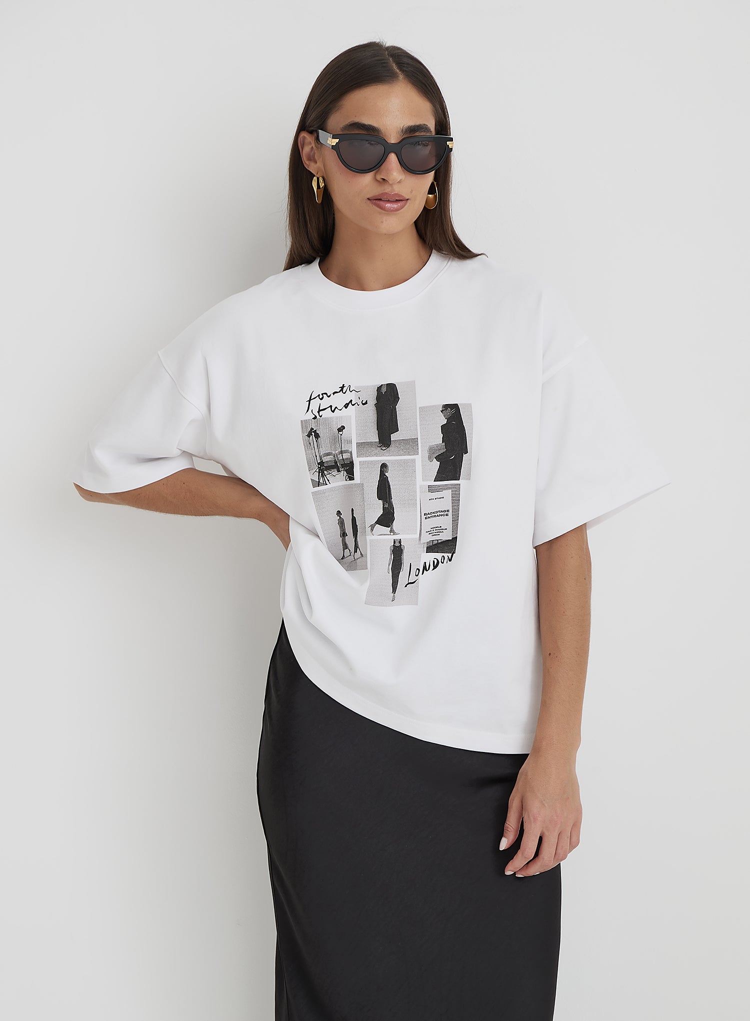 White Catwalk Polaroid Graphic T-Shirt